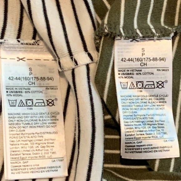 Bundle of 2 GAP Women's Tops Striped Long Sleeve Favorite T-Shirt S Green #231C - Picture 7 of 7